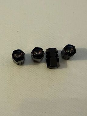 Corvette Valve Stem Caps in Black Set of 4 NWT